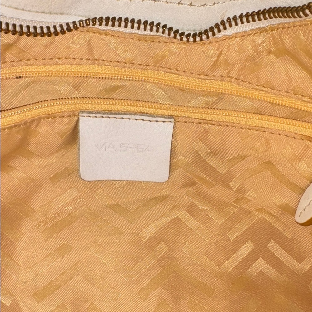 Via Spiga  shoulder bag  Leather smooth  white/tan stitching braided handle  EUC - Picture 16 of 16